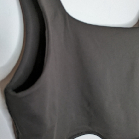 WEWOREWHAT Chocolate Black Brushed Polyester Straight Neck Crop Top NEW Size XL - Picture 5 of 5